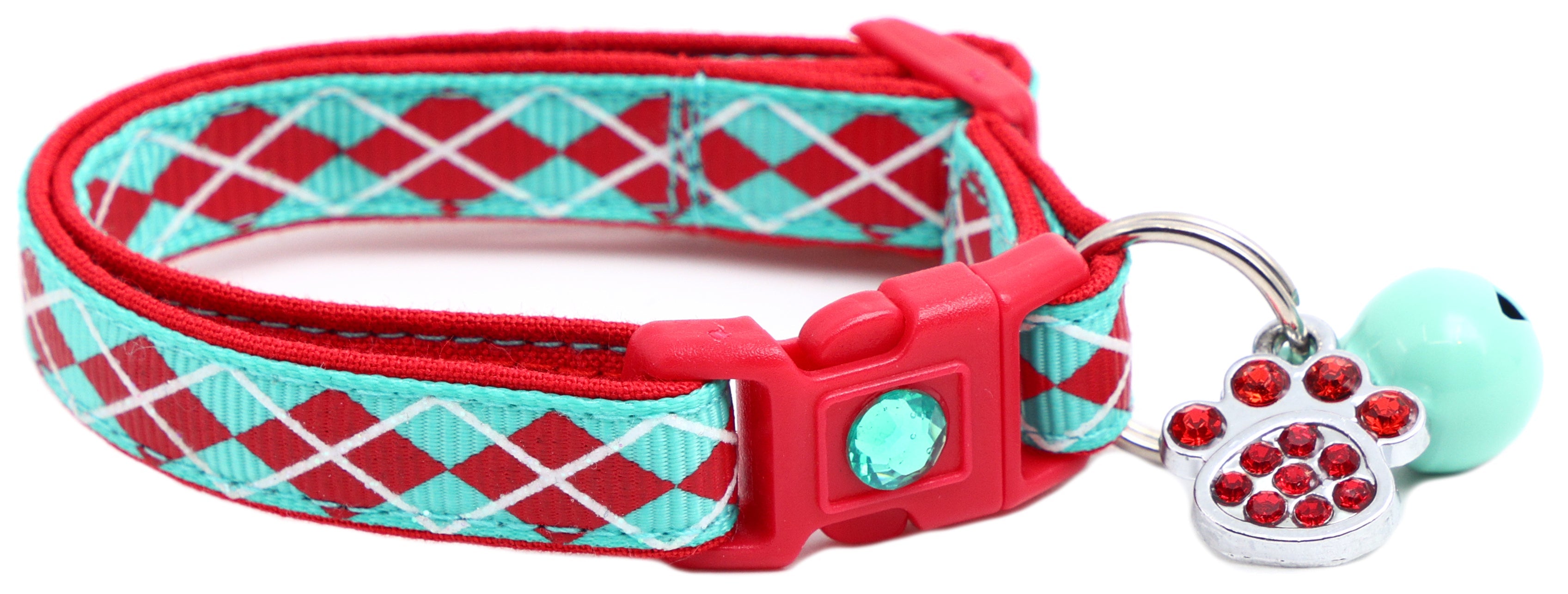 Red Argyle Breakaway Cat Collar