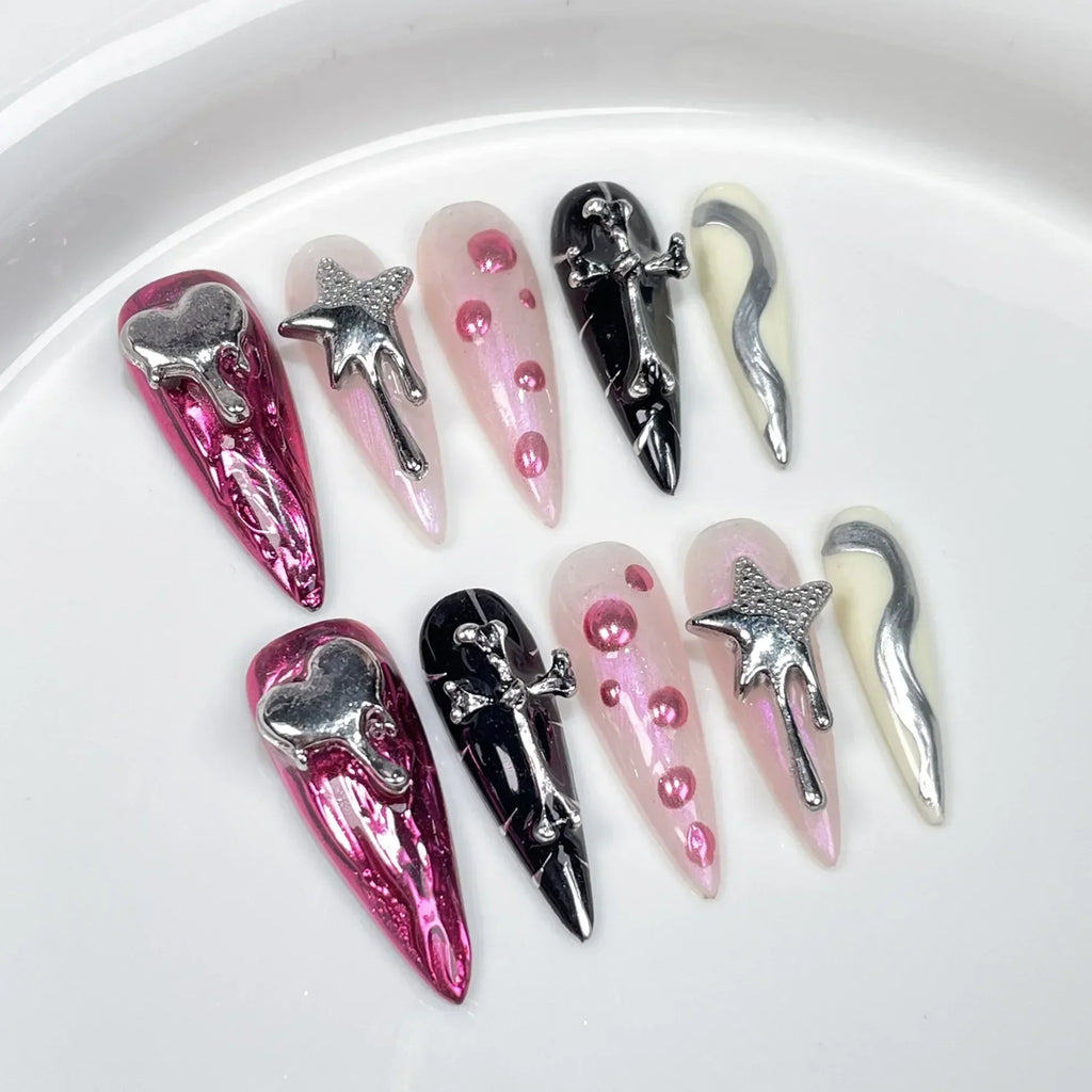 Long Almond Press on Nails