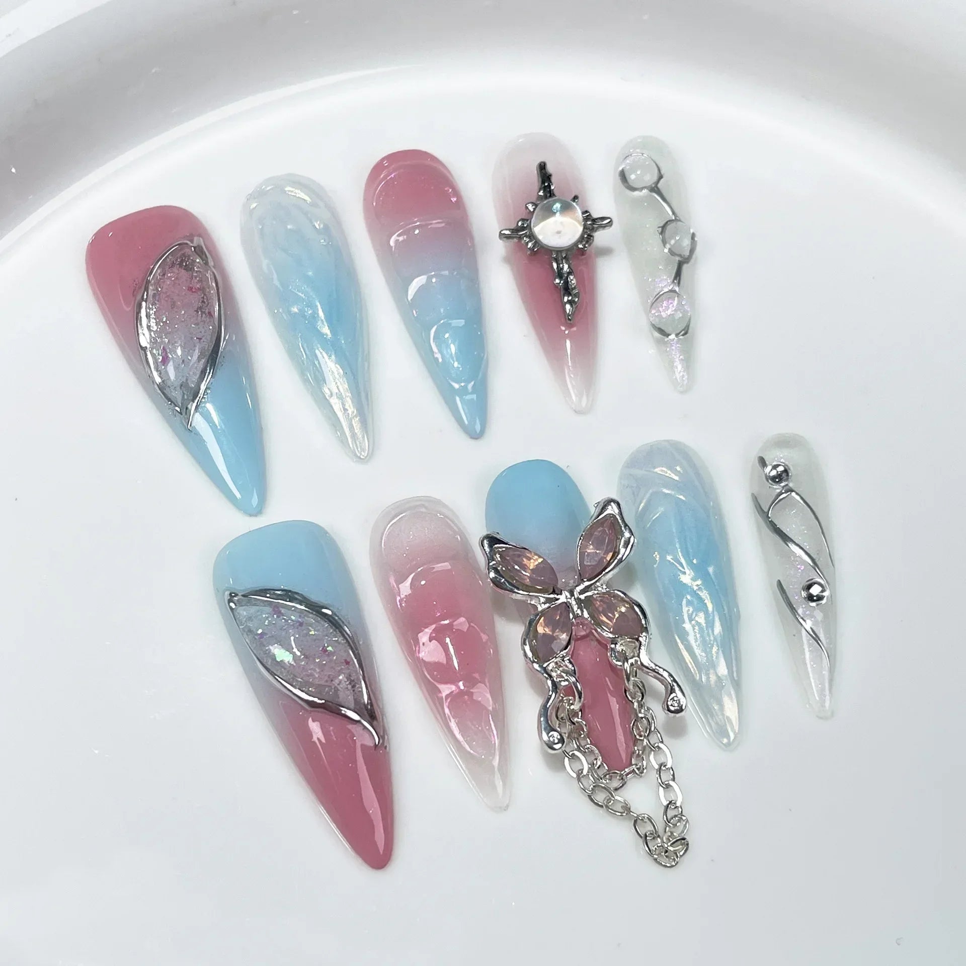 Long Almond Press on Nails