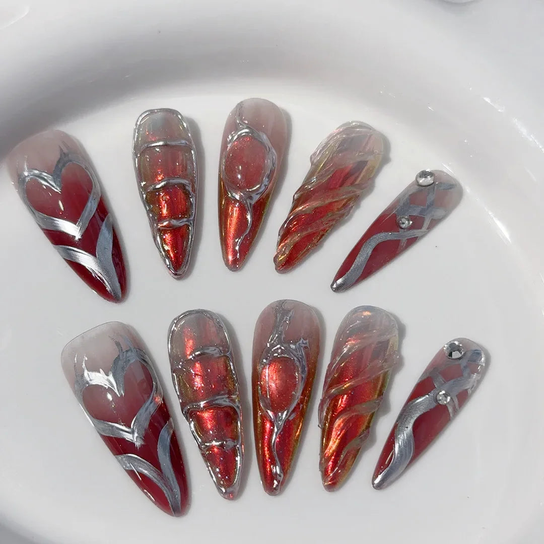 Long Almond Press on Nails