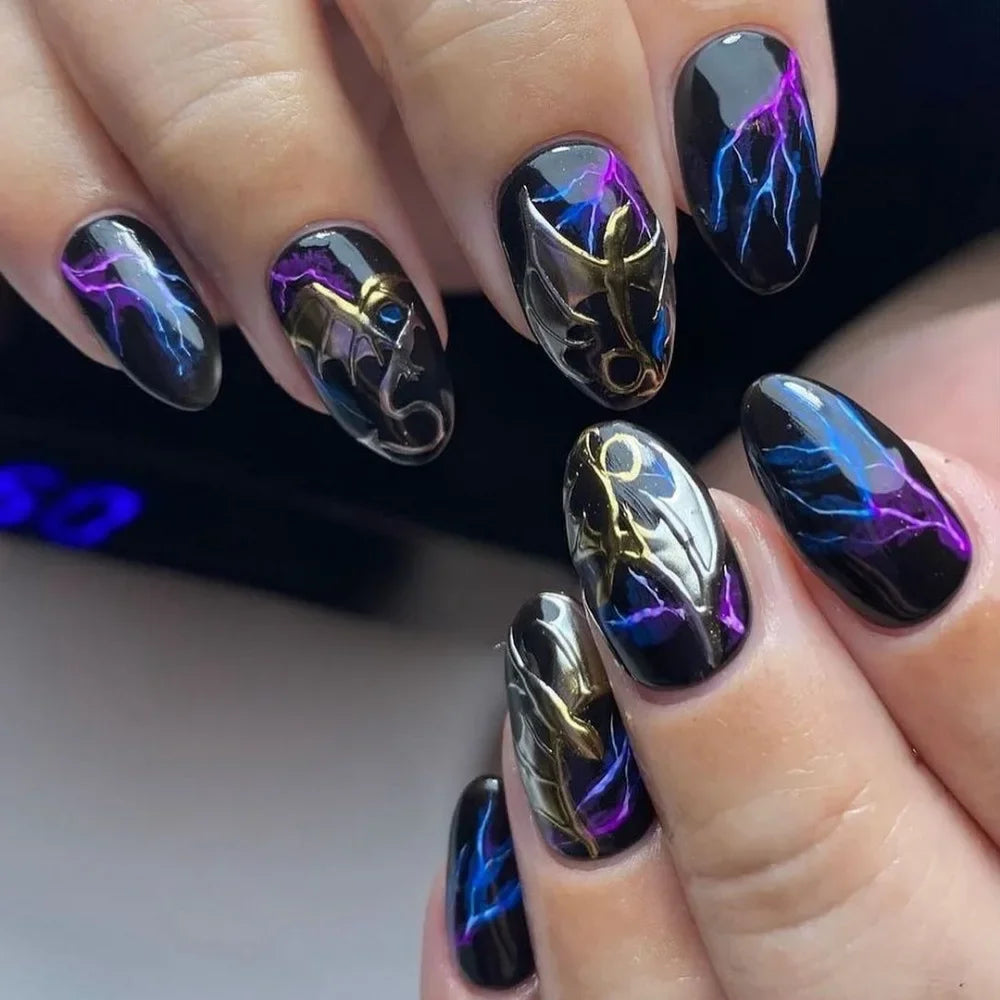 Purple Almond Press-On Nails