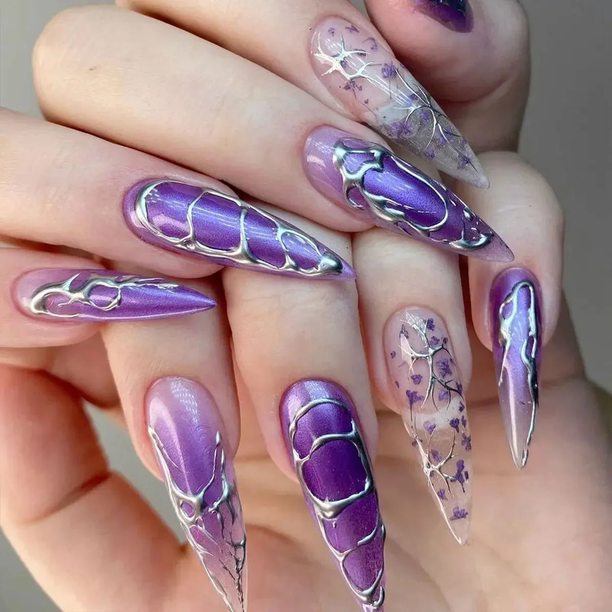 Purple Almond Press-On Nails