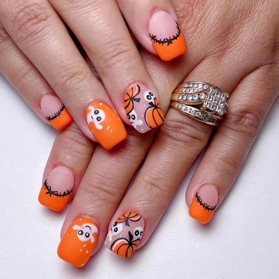 Halloween Pumpkin Press-On Nails