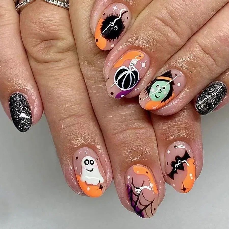 Halloween Pumpkin Press-On Nails