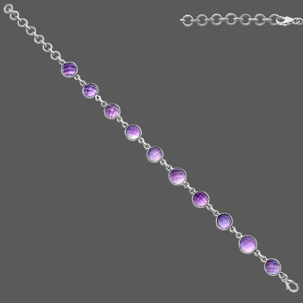 Natural Amethyst Checker - Brazil Bracelet B-1001 SDB4592
