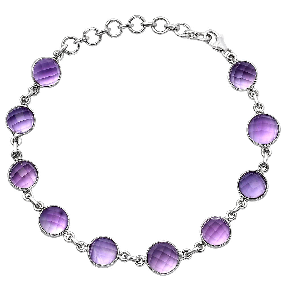 Natural Amethyst Checker - Brazil Bracelet B-1001 SDB4592