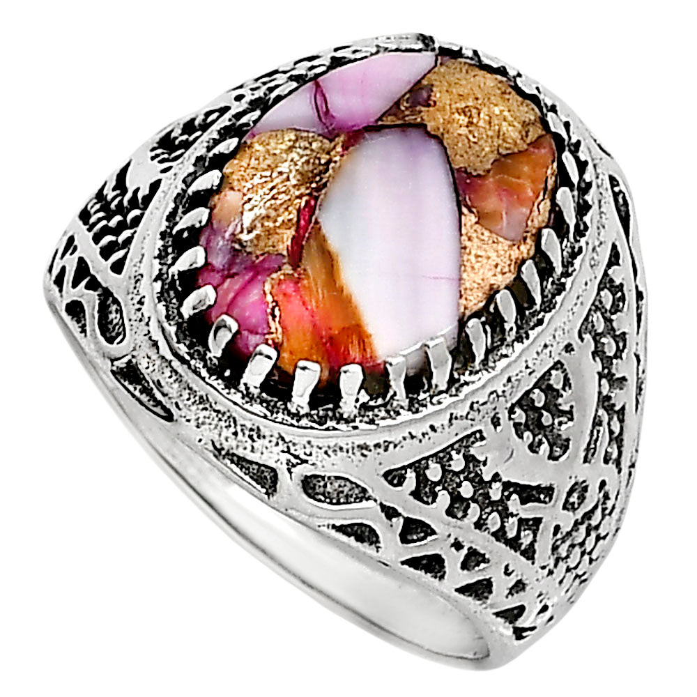 Kingman Orange Dahlia Turquoise Ring size-8 R-1738 SDR253521
