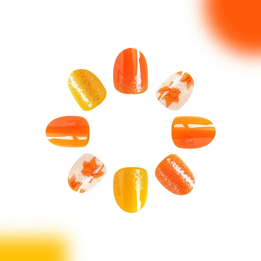Shimmering Orange Press-On Nails