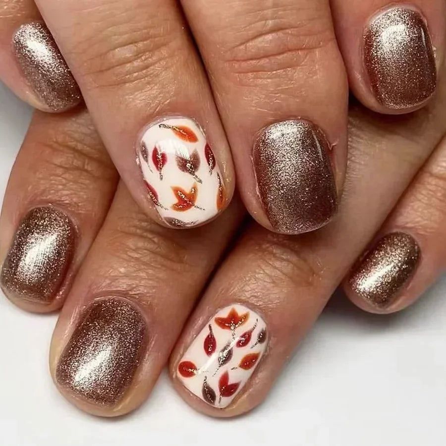 Shimmering Orange Press-On Nails