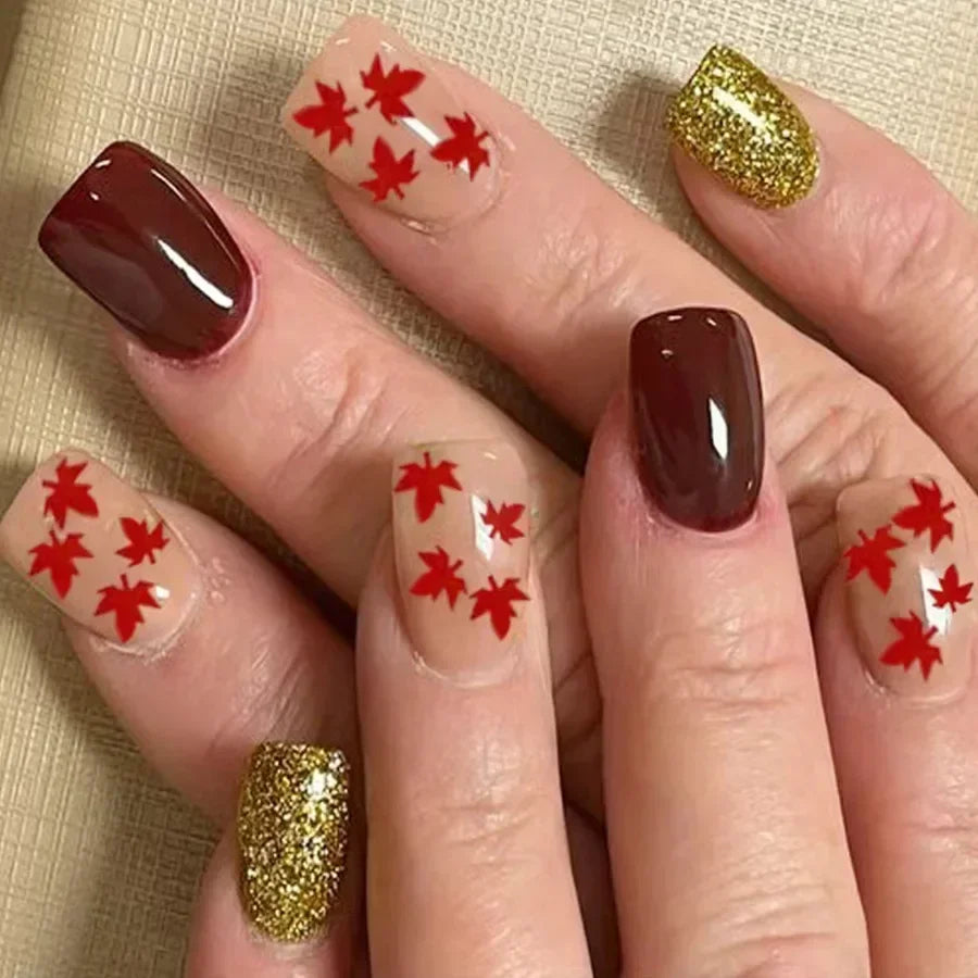 Shimmering Orange Press-On Nails