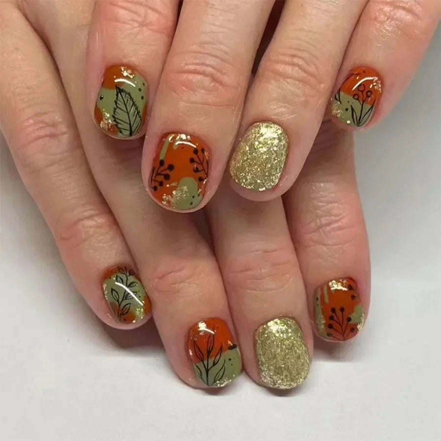 Shimmering Orange Press-On Nails