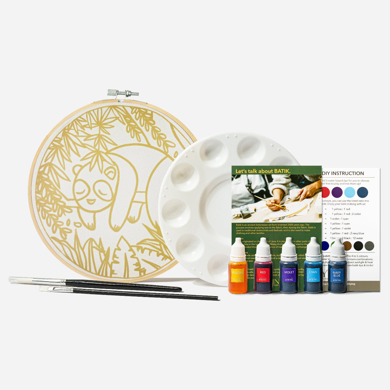 Sleepy Panda DIY Batik Craft Kit – Authentic Wax-Resist Textile Art for Beginners