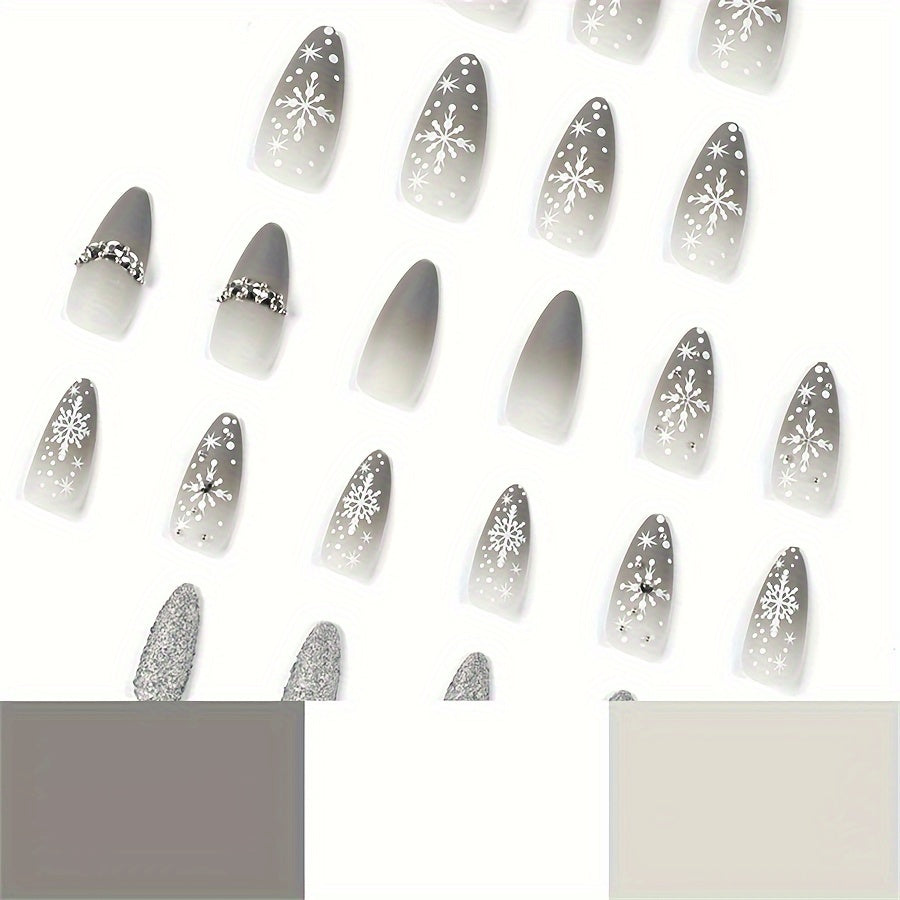 Snowflake & Rhinestone Press-On Nails