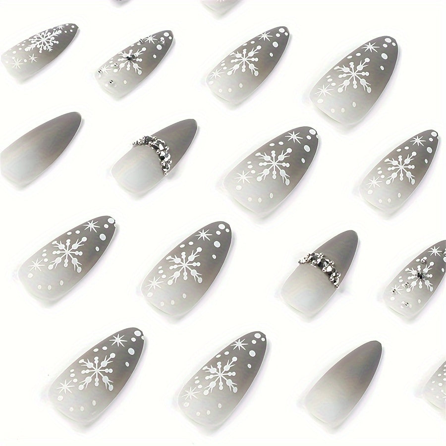Snowflake & Rhinestone Press-On Nails