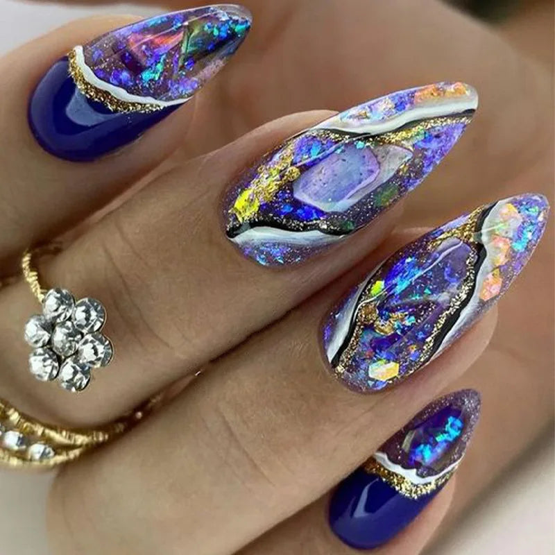Striped Stiletto Press-On Nails