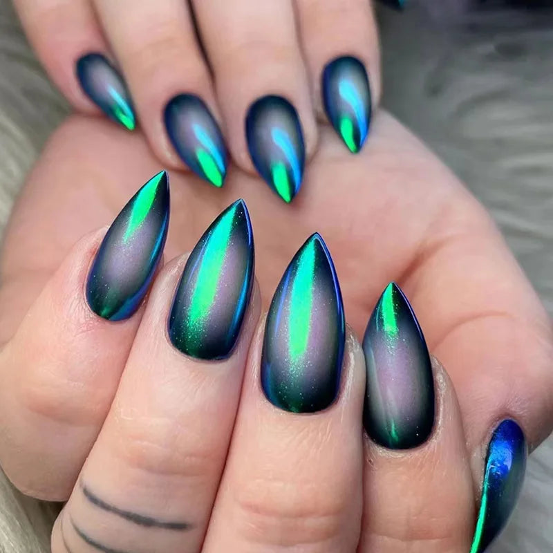 Striped Stiletto Press-On Nails