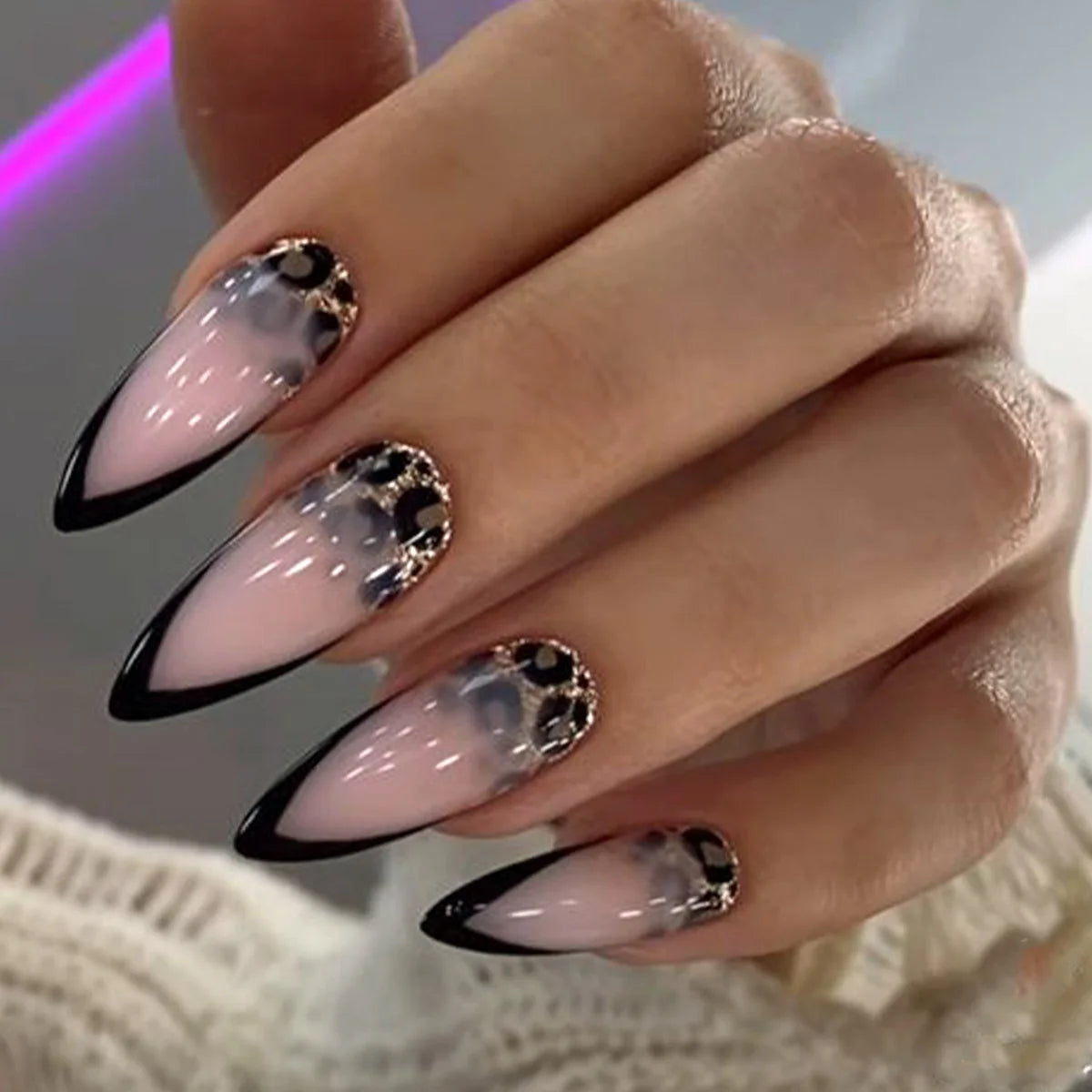 Striped Stiletto Press-On Nails
