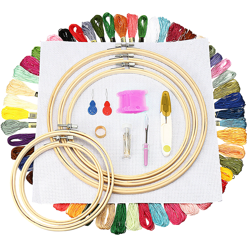 NNEDSZ Embroidery Starter Kit Cross Stitch Kit DIY Hand Craft Stitch 50 Color Kit
