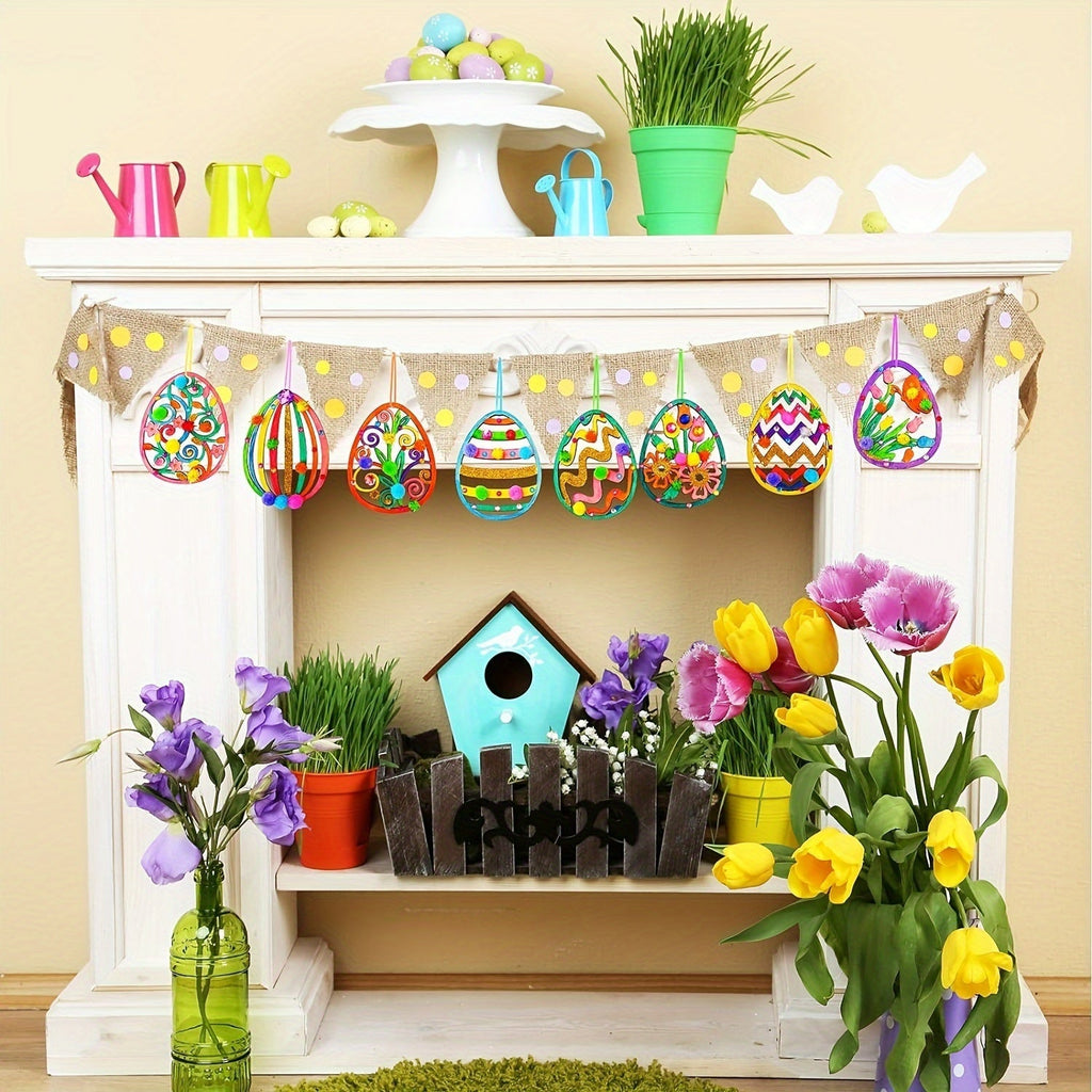 24pcs DIY Wooden Easter Egg Craft Kit