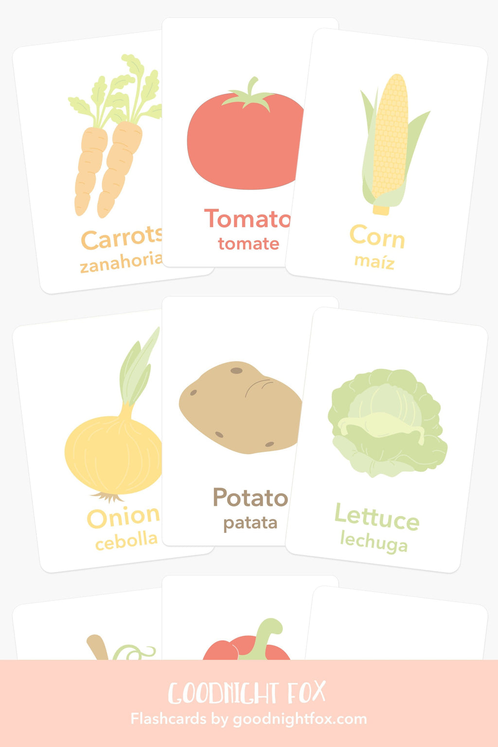 Vegetable Flashcards for Toddlers | Kids Food Learning Cards | Preschool Garden Activity