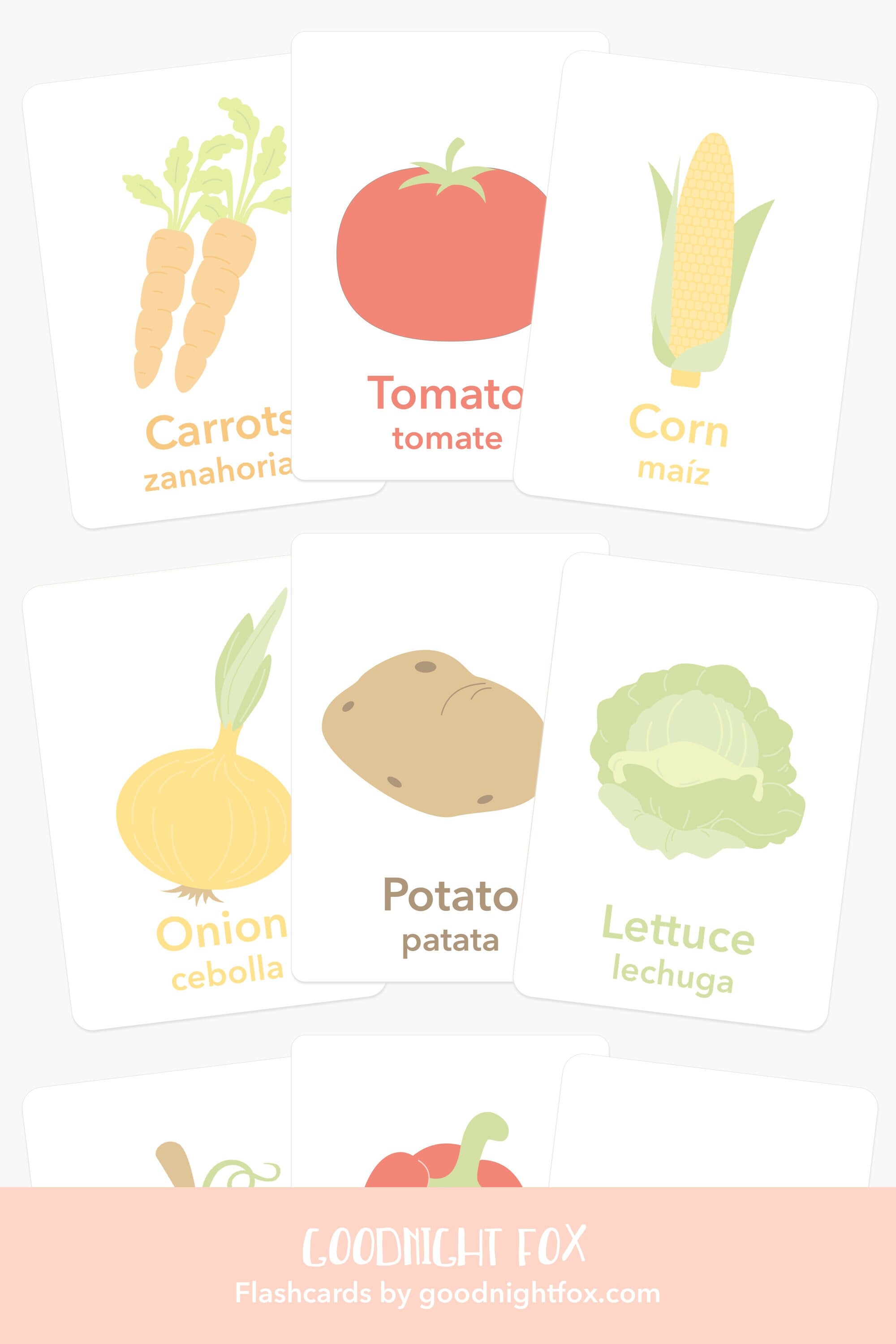 Vegetable Flashcards for Toddlers | Kids Food Learning Cards | Preschool Garden Activity