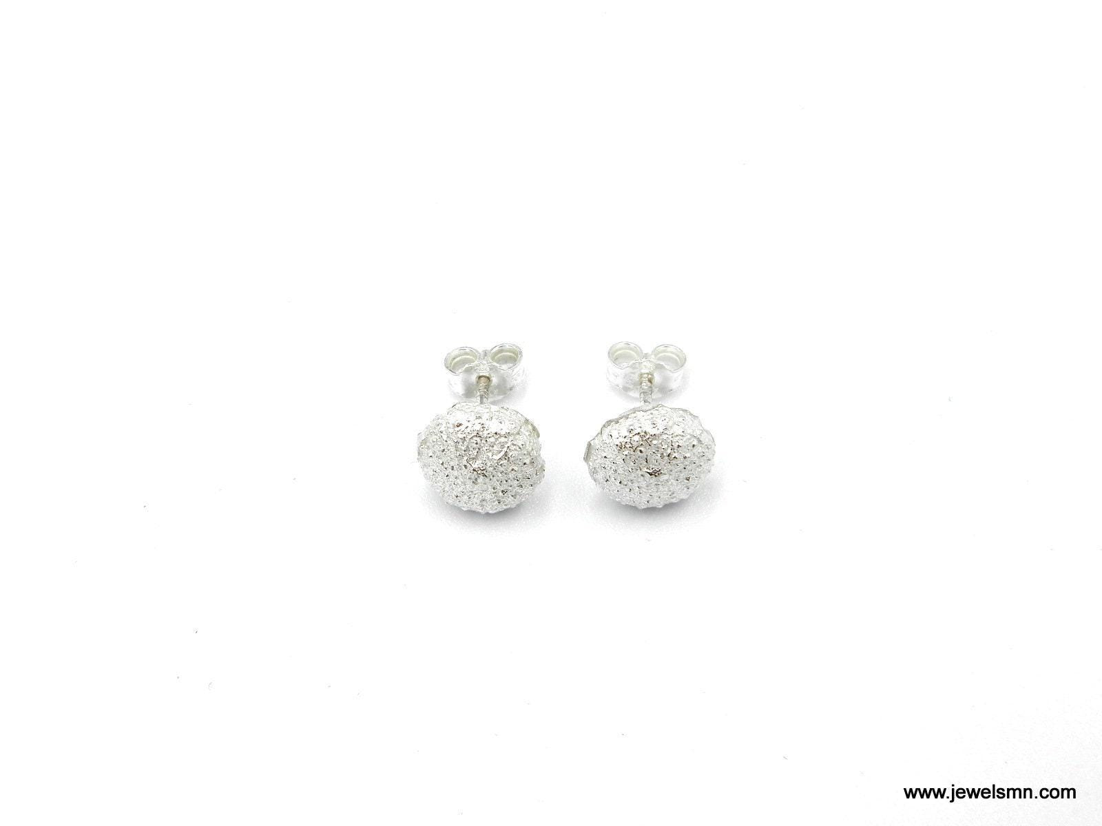 Tiny Sea Urchin Stud Earrings: Minimalist Ocean-Inspired Silver