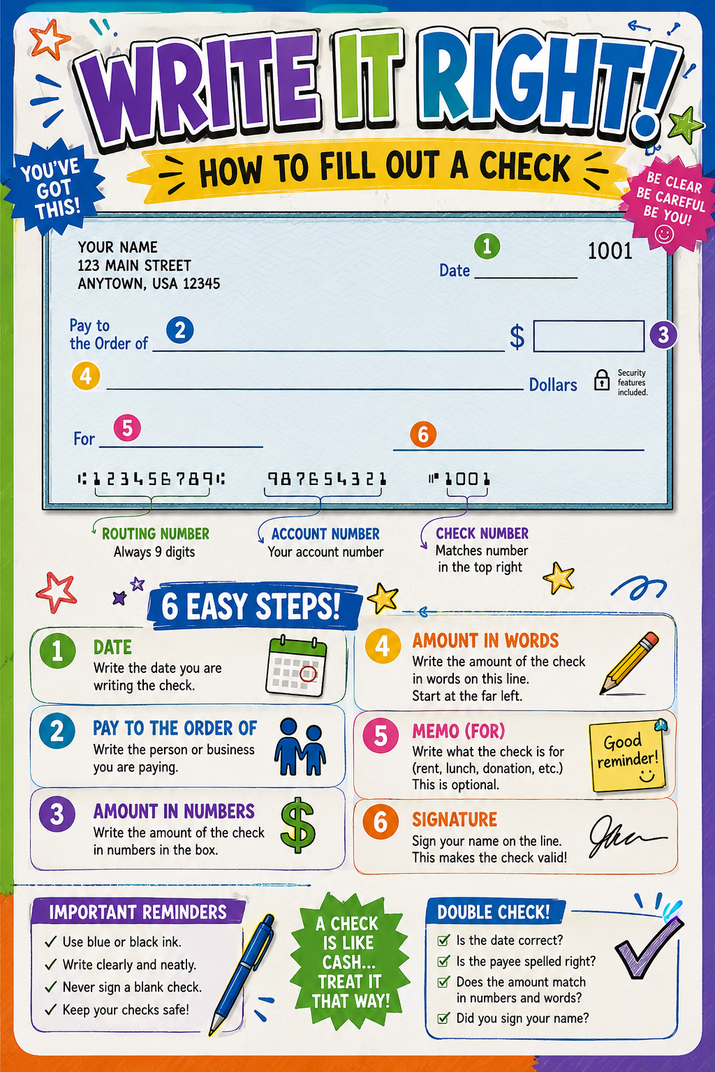 TEACHING TOOL FOR COUNTING MONEY, WRITING A CHECK, AND KEEPING A CHECKBOOK